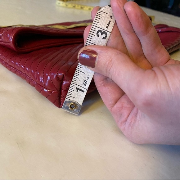 Cole Haan Laury Quilted Patent Leather Purse Handbag Ruby Red Shoulder Bag New - Picture 15 of 16